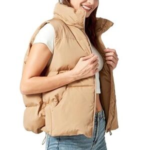 Purepear Tan Puffer Vest. Sz S.